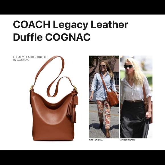 Coach Handbags - Coach Cognac Legacy Duffle Bag Vtg